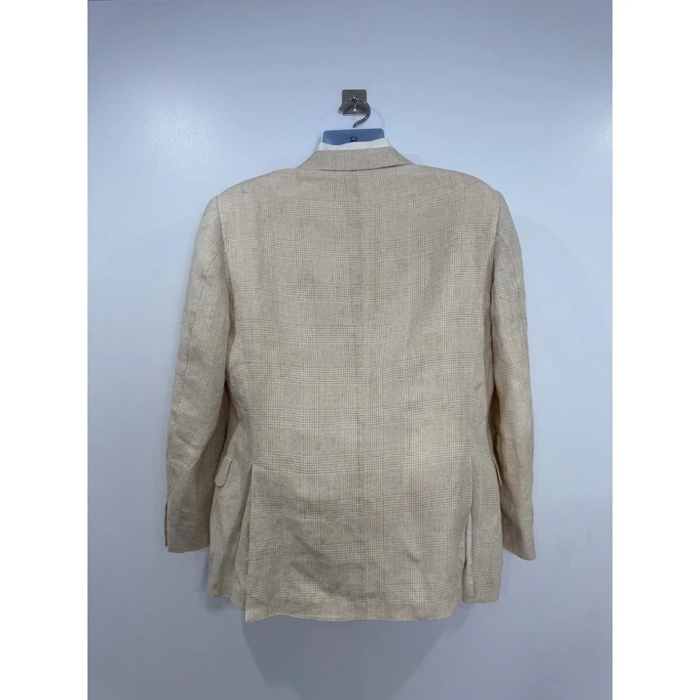 Suitsupply Men Tan Lazio Pure Linen Glen Check Sport Coat Blazer 42R